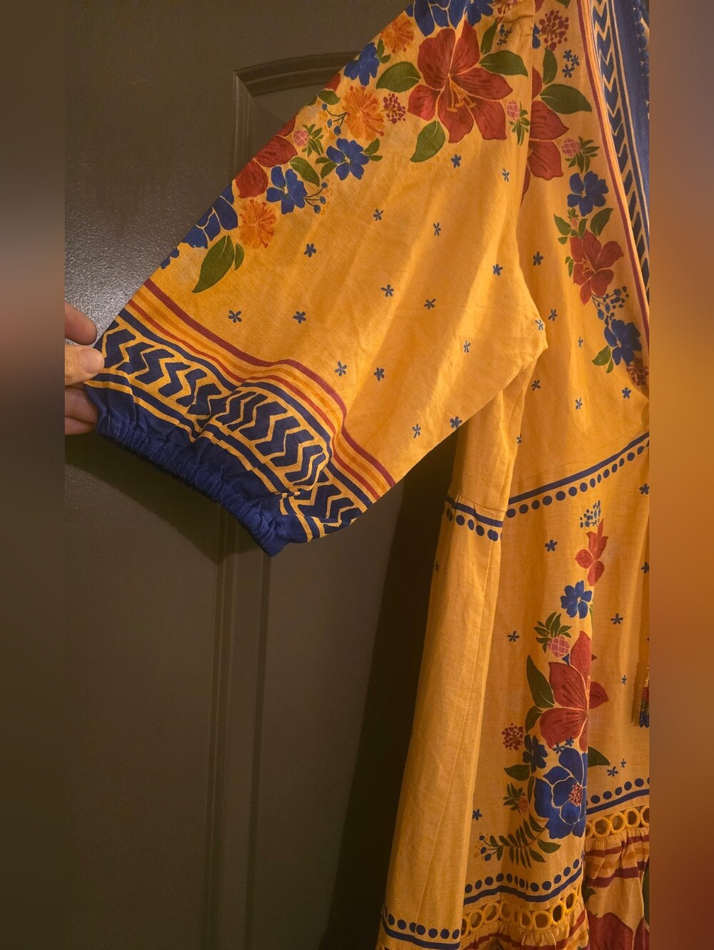 New! With Tags FARM Rio Yellow Floral Yard Maxi Dress Cotton Blend, Women's XL - Picture 6 of 16